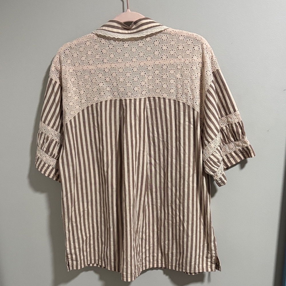 Free People Clear Skies Button Up Blouse-Striped - Picture 4 of 5